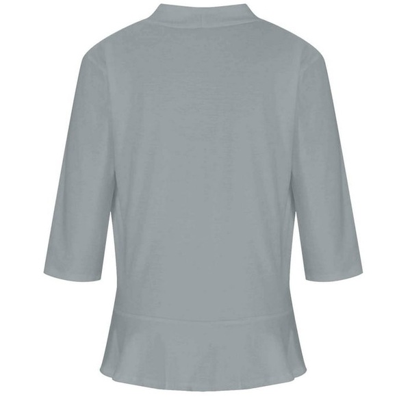 Women's Open Front Cardigan Jersey 3/4 Sleeves Dove Gray New With Tags Waterfall - Picture 11 of 16